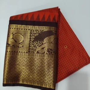 Semi Gadwal Rust Orange Saree